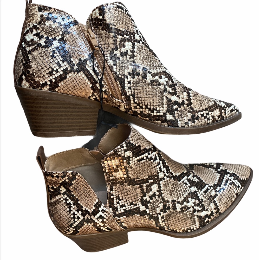 Time and Tru Snake Print Zipper Booties